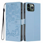 Tree Cat Embossed Flip Vegan Leather Phone Case, For iPhone 11 Pro