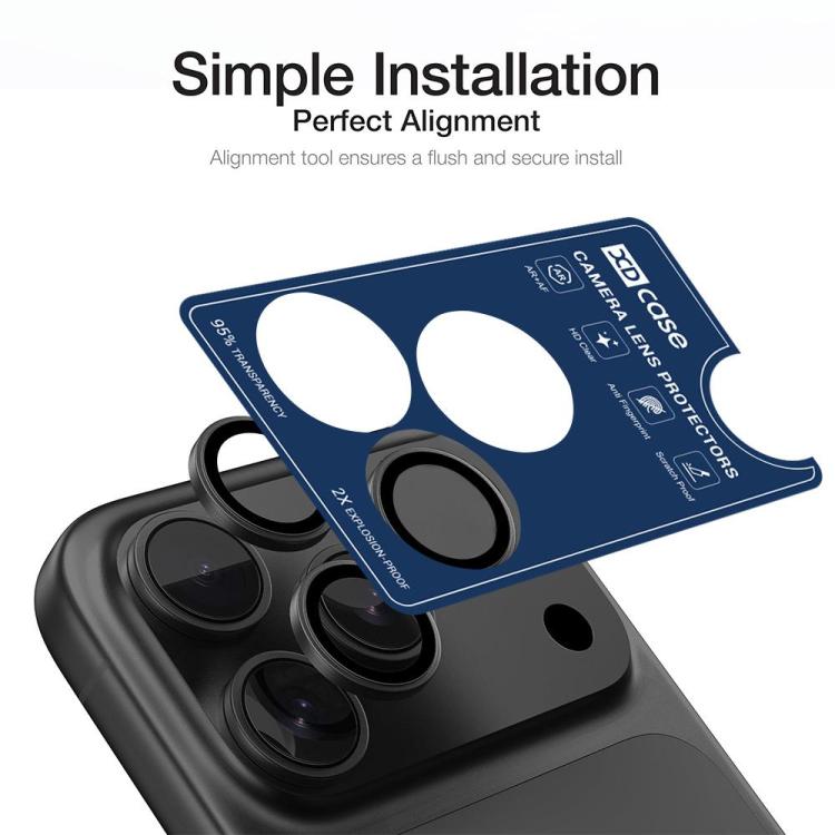 XDcase 5個セット AF + AR ホークアイ カメラレンズプロテクター アライメントツール付き、iPhone 17 Pro Max 用、iPhone 17 Pro 用