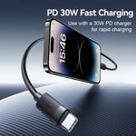 USAMS SJ781 U94 USB-C / Type-C から 8ピン PD30W 急速充電データケーブル、1m