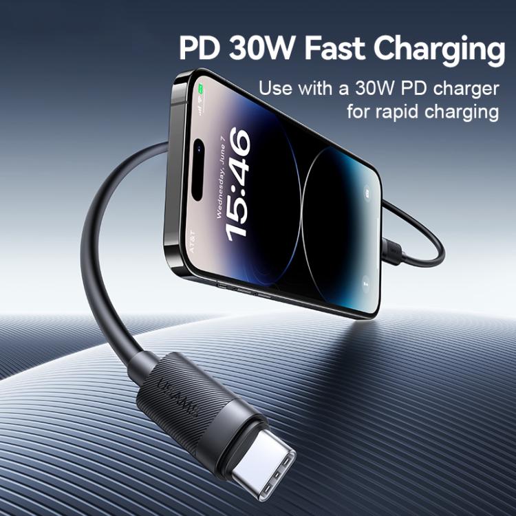 USAMS SJ781 U94 USB-C / Type-C から 8ピン PD30W 急速充電データケーブル、1m