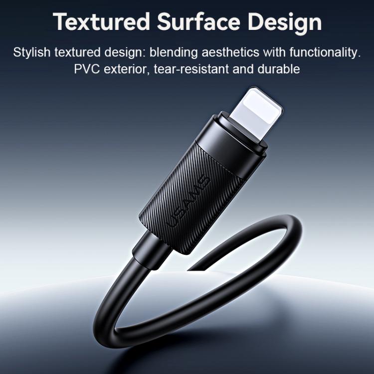 USAMS SJ781 U94 USB-C / Type-C から 8ピン PD30W 急速充電データケーブル、1m