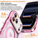 ウェービーフレームスター ダイヤモンド電気めっきTPUグリッターハート磁気フォンケース、iPhone 17 Pro Max用、iPhone 17 Pro用、iPhone 17用、iPhone 16 Pro Max用、iPhone 16 Pro用、iPhone 16用