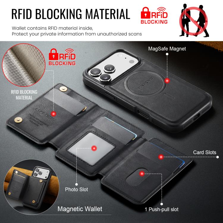 MAGKING K3シリーズ MagSafe RFID K3 Proカードバッグ着脱式フォンケース、iPhone 17 Pro Max用、iPhone 17 Pro用、iPhone Air用