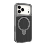 カーボンファイバー質感360 MagSafeホルダーフォンケース、iPhone 17 Pro Max用