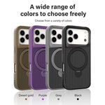 カーボンファイバー質感360 MagSafeホルダーフォンケース、iPhone 17 Pro Max用