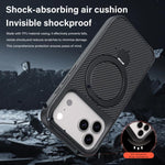カーボンファイバー質感360 MagSafeホルダーフォンケース、iPhone 17 Pro Max用