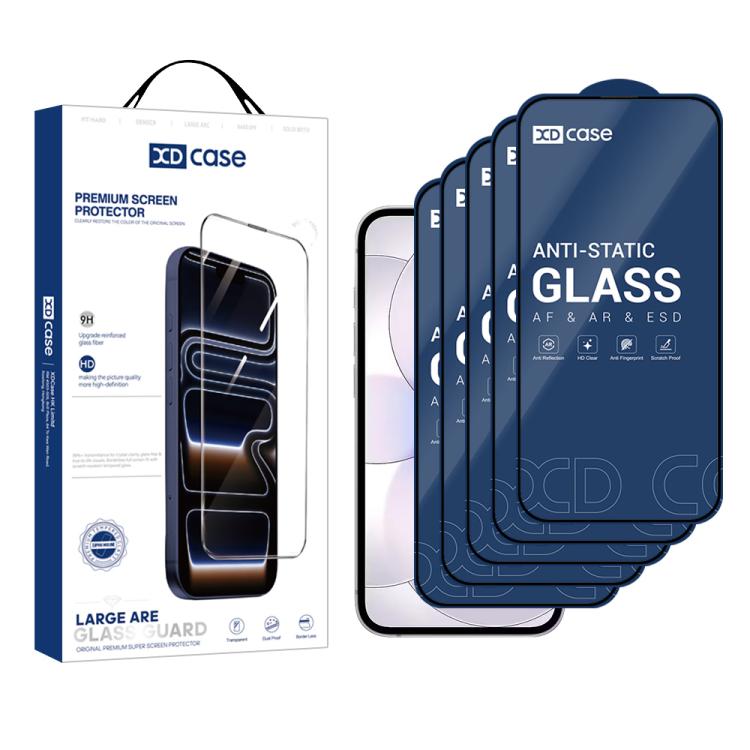 XDcase 5個セット シルクスクリーン印刷 HD 強化ガラスフィルム、iPhone 17e / 16e 用、iPhone 17 Pro Max 用、iPhone 17 Pro 用、iPhone 17 用、iPhone Air 用、iPhone 16 Pro Max 用、iPhone 16 Pro 用、iPhone 16 Plus 用、iPhone 16 用