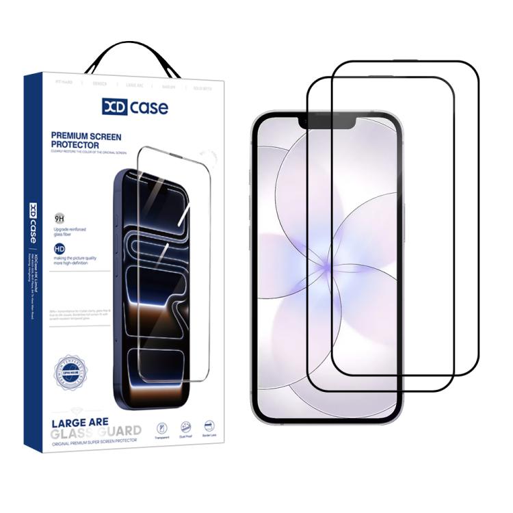 XDcase 2個セット シルクスクリーン印刷 HD 強化ガラスフィルム、iPhone 17e / 16e 用、iPhone 17 Pro Max 用、iPhone 17 Pro 用、iPhone 17 用、iPhone Air 用、iPhone 16 Pro Max 用、iPhone 16 Pro 用、iPhone 16 Plus 用、iPhone 16 用