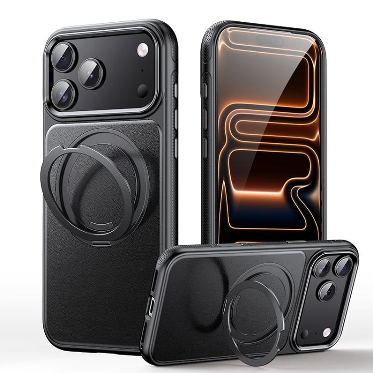レザー質感360度回転磁気ホルダーフォンケース、iPhone 17 Pro Max用、iPhone 17 Pro用、iPhone 17用、iPhone Air用、iPhone 16 Pro Max用、iPhone 16 Pro用、iPhone 16 Plus用、iPhone 16用