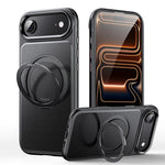レザー質感360度回転磁気ホルダーフォンケース、iPhone 17 Pro Max用、iPhone 17 Pro用、iPhone 17用、iPhone Air用、iPhone 16 Pro Max用、iPhone 16 Pro用、iPhone 16 Plus用、iPhone 16用