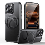 レザー質感360度回転磁気ホルダーフォンケース、iPhone 17 Pro Max用、iPhone 17 Pro用、iPhone 17用、iPhone Air用、iPhone 16 Pro Max用、iPhone 16 Pro用、iPhone 16 Plus用、iPhone 16用