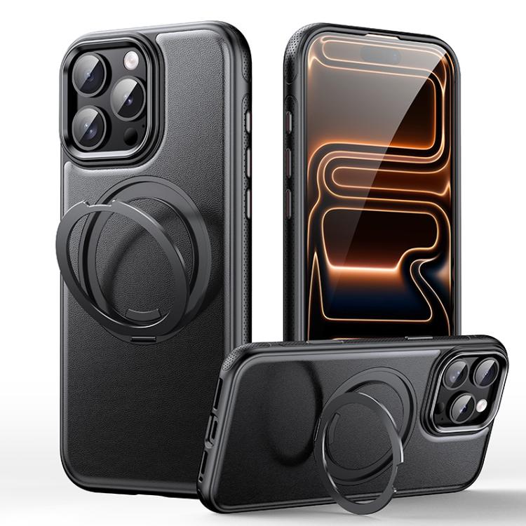 レザー質感360度回転磁気ホルダーフォンケース、iPhone 17 Pro Max用、iPhone 17 Pro用、iPhone 17用、iPhone Air用、iPhone 16 Pro Max用、iPhone 16 Pro用、iPhone 16 Plus用、iPhone 16用