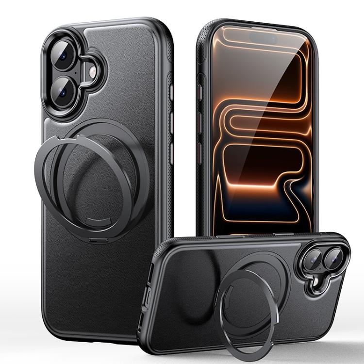 レザー質感360度回転磁気ホルダーフォンケース、iPhone 17 Pro Max用、iPhone 17 Pro用、iPhone 17用、iPhone Air用、iPhone 16 Pro Max用、iPhone 16 Pro用、iPhone 16 Plus用、iPhone 16用