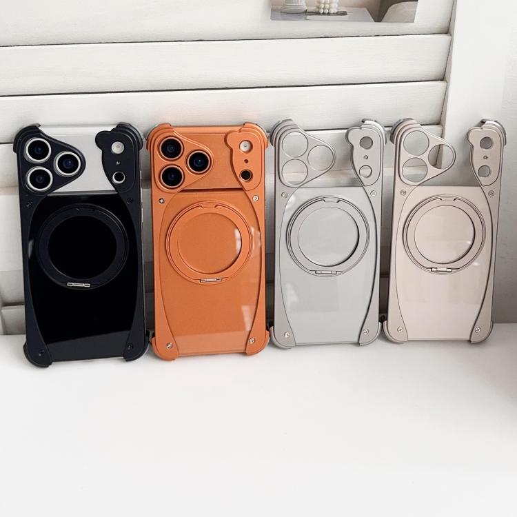 Weaselオリジナルカラー メタルフレームレス360度回転ホルダーマグネットフォンケース、iPhone 17 Pro Max用、iPhone 17 Pro用