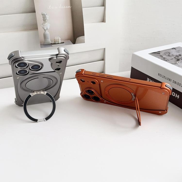 Weaselオリジナルカラー メタルフレームレス360度回転ホルダーマグネットフォンケース、iPhone 17 Pro Max用、iPhone 17 Pro用