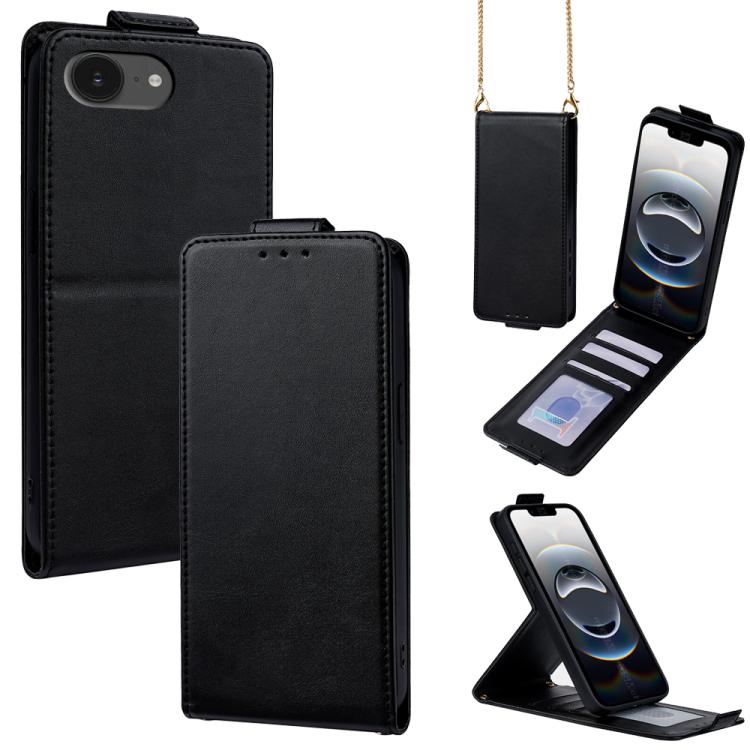 Vertical Flip Cover Solid Color Vegan Leather Phone Case with Crossbody Chain, For iPhone 17e / 16e, For iPhone 17 Pro Max, For iPhone 17 Pro, For iPhone 17, For iPhone Air, For iPhone 16 Pro Max, For iPhone 16 Pro, For iPhone 16 Plus, For iPhone 16   ...