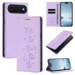 かわいい猫の型押し磁気RFIDヴィーガンレザーフォンケース iPhone Air用、iPhone 16 Pro Max用、iPhone 16 Pro用、iPhone 16 Plus用