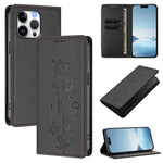 かわいい猫の型押し磁気RFIDヴィーガンレザーフォンケース iPhone Air用、iPhone 16 Pro Max用、iPhone 16 Pro用、iPhone 16 Plus用