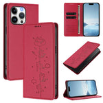 かわいい猫の型押し磁気RFIDヴィーガンレザーフォンケース iPhone Air用、iPhone 16 Pro Max用、iPhone 16 Pro用、iPhone 16 Plus用