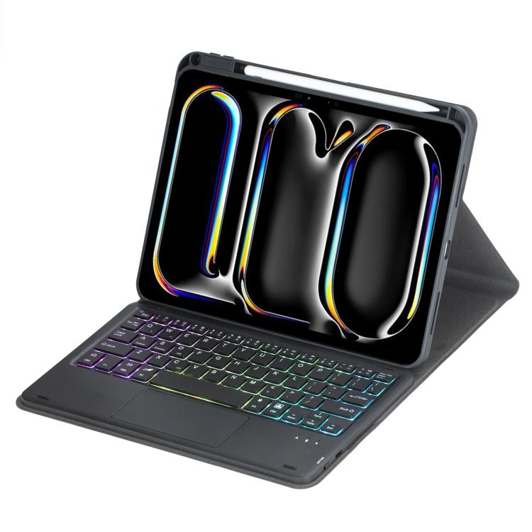 360度回転バックライト付きBluetoothキーボードレザータブレットケース、タッチパッド付き、iPad Pro 11 2025 / 2024対応、iPad 2025 / 2022対応、iPad Air 11 2025 / iPad Pro 11 2022対応、iPad 10.2 2021 / 2019 / iPad Air 3対応