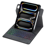 360度回転バックライト付きBluetoothキーボードレザータブレットケース、タッチパッド付き、iPad Pro 11 2025 / 2024対応、iPad 2025 / 2022対応、iPad Air 11 2025 / iPad Pro 11 2022対応、iPad 10.2 2021 / 2019 / iPad Air 3対応