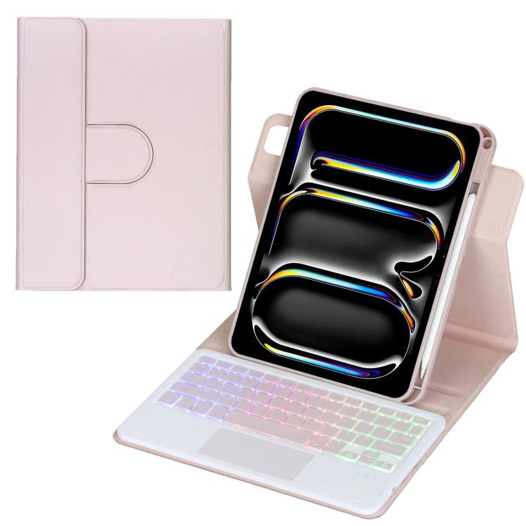 360度回転バックライト付きBluetoothキーボードレザータブレットケース、タッチパッド付き、iPad Pro 11 2025 / 2024対応、iPad 2025 / 2022対応、iPad Air 11 2025 / iPad Pro 11 2022対応、iPad 10.2 2021 / 2019 / iPad Air 3対応