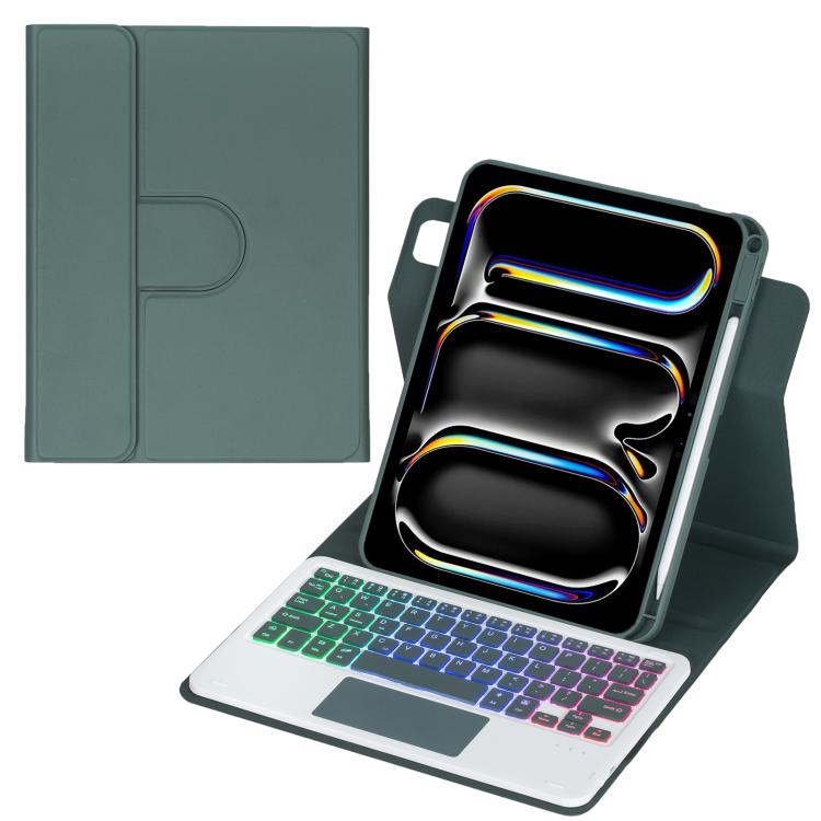 360度回転バックライト付きBluetoothキーボードレザータブレットケース、タッチパッド付き、iPad Pro 11 2025 / 2024対応、iPad 2025 / 2022対応、iPad Air 11 2025 / iPad Pro 11 2022対応、iPad 10.2 2021 / 2019 / iPad Air 3対応