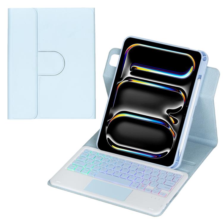 360度回転バックライト付きBluetoothキーボードレザータブレットケース、タッチパッド付き、iPad Pro 11 2025 / 2024対応、iPad 2025 / 2022対応、iPad Air 11 2025 / iPad Pro 11 2022対応、iPad 10.2 2021 / 2019 / iPad Air 3対応