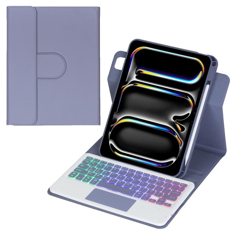360度回転バックライト付きBluetoothキーボードレザータブレットケース、タッチパッド付き、iPad Pro 11 2025 / 2024対応、iPad 2025 / 2022対応、iPad Air 11 2025 / iPad Pro 11 2022対応、iPad 10.2 2021 / 2019 / iPad Air 3対応