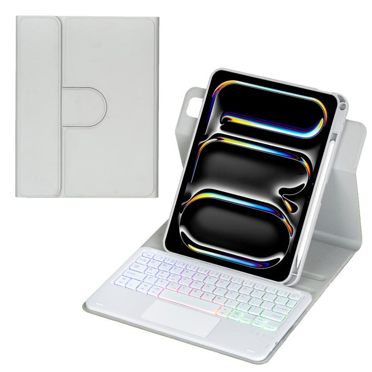 360度回転バックライト付きBluetoothキーボードレザータブレットケース、タッチパッド付き、iPad Pro 11 2025 / 2024対応、iPad 2025 / 2022対応、iPad Air 11 2025 / iPad Pro 11 2022対応、iPad 10.2 2021 / 2019 / iPad Air 3対応