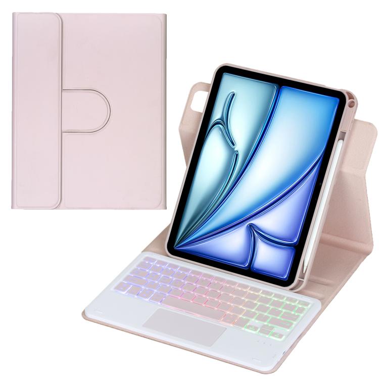360度回転バックライト付きBluetoothキーボードレザータブレットケース、タッチパッド付き、iPad Pro 11 2025 / 2024対応、iPad 2025 / 2022対応、iPad Air 11 2025 / iPad Pro 11 2022対応、iPad 10.2 2021 / 2019 / iPad Air 3対応