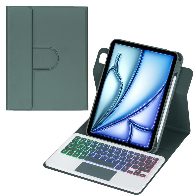 360度回転バックライト付きBluetoothキーボードレザータブレットケース、タッチパッド付き、iPad Pro 11 2025 / 2024対応、iPad 2025 / 2022対応、iPad Air 11 2025 / iPad Pro 11 2022対応、iPad 10.2 2021 / 2019 / iPad Air 3対応