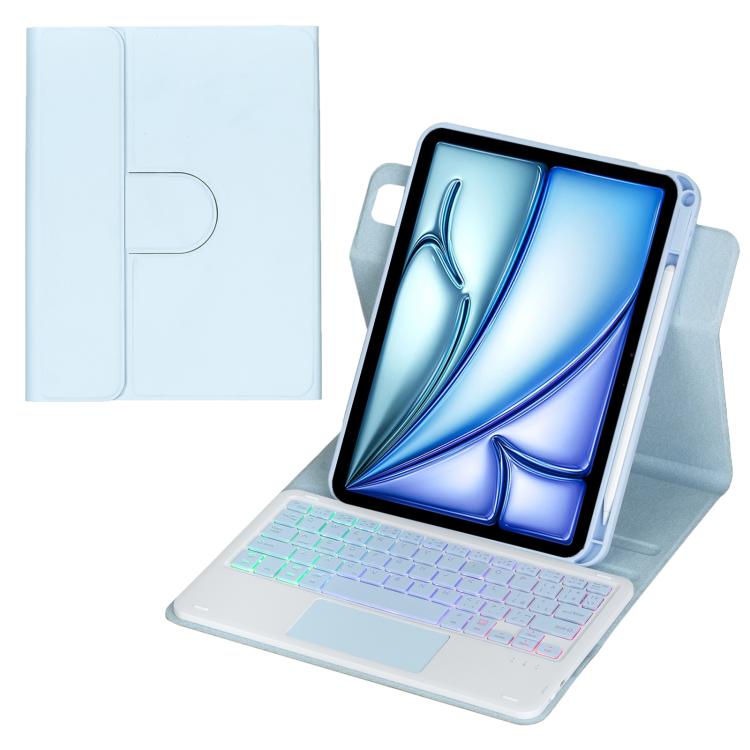 360度回転バックライト付きBluetoothキーボードレザータブレットケース、タッチパッド付き、iPad Pro 11 2025 / 2024対応、iPad 2025 / 2022対応、iPad Air 11 2025 / iPad Pro 11 2022対応、iPad 10.2 2021 / 2019 / iPad Air 3対応