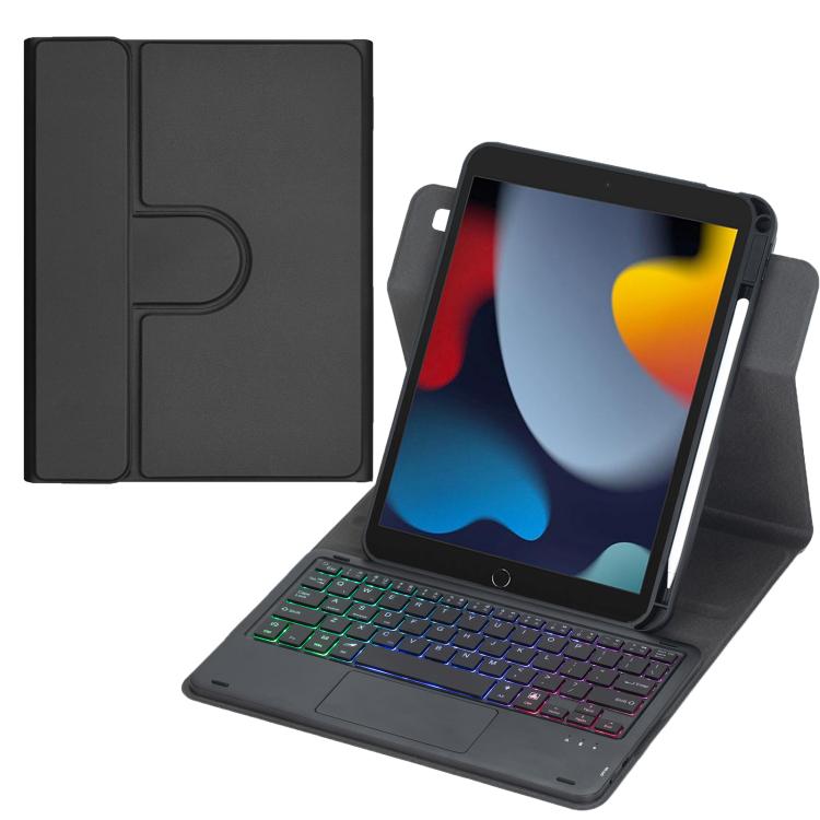 360度回転バックライト付きBluetoothキーボードレザータブレットケース、タッチパッド付き、iPad Pro 11 2025 / 2024対応、iPad 2025 / 2022対応、iPad Air 11 2025 / iPad Pro 11 2022対応、iPad 10.2 2021 / 2019 / iPad Air 3対応