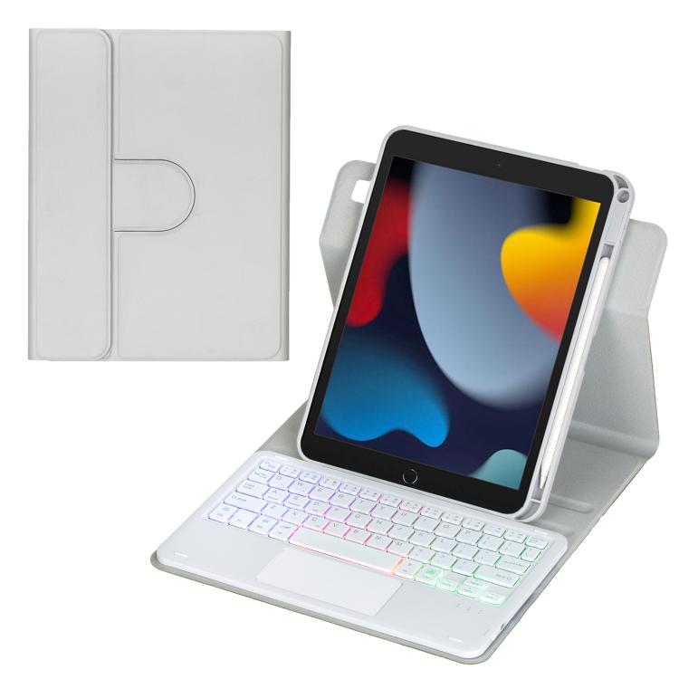 360度回転バックライト付きBluetoothキーボードレザータブレットケース、タッチパッド付き、iPad Pro 11 2025 / 2024対応、iPad 2025 / 2022対応、iPad Air 11 2025 / iPad Pro 11 2022対応、iPad 10.2 2021 / 2019 / iPad Air 3対応