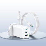 JOYROOM JR-TG10 65W GaN デュアルType-C、USB 3ポート充電器 Type-C to Type-Cケーブル付き EUプラグ、UKプラグ