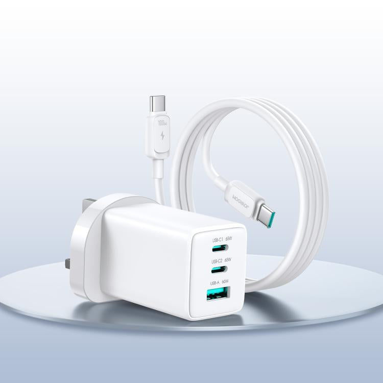 JOYROOM JR-TG10 65W GaN デュアルType-C、USB 3ポート充電器 Type-C to Type-Cケーブル付き EUプラグ、UKプラグ