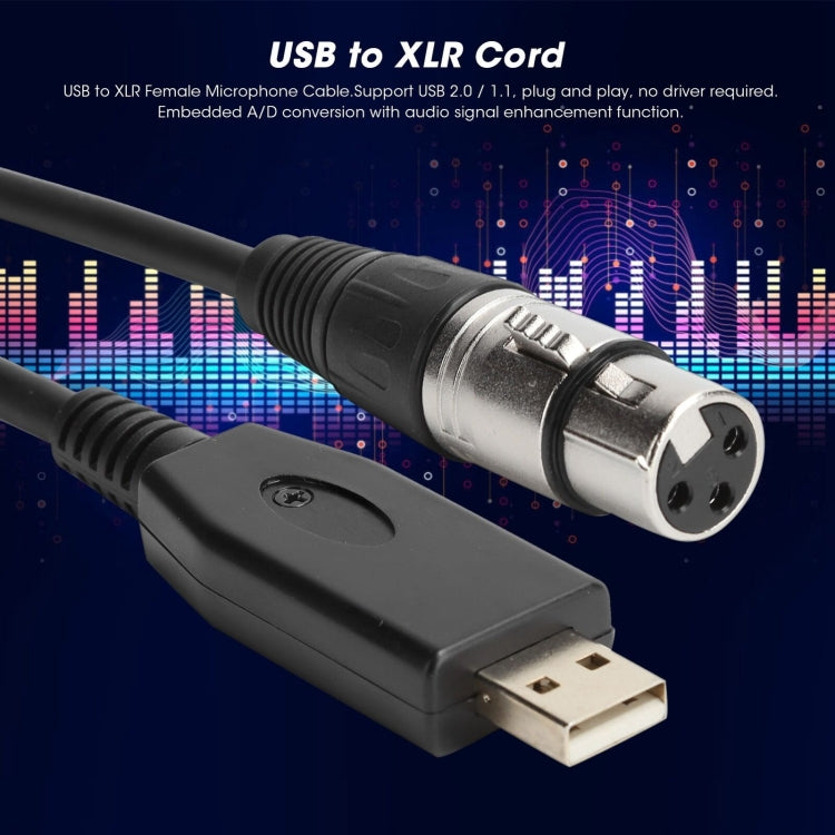 US18 USB to XLR メス マイク録音ケーブル、2m、3m