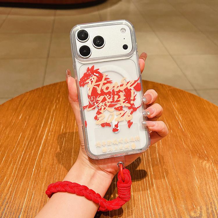 馬年アクリル磁気フルカバリースマホケース（ストラップ付き）、iPhone 17 Pro Max用、iPhone 17 Pro用、iPhone 17用、iPhone Air用、iPhone 16 Pro Max用、iPhone 16 Pro用、iPhone 16 Plus用、iPhone 16用、iPhone 15 Pro Max用