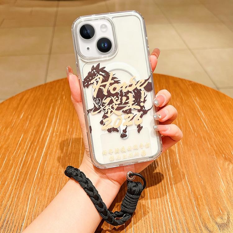 馬年アクリル磁気フルカバリースマホケースストラップ付き、iPhone 13用、iPhone 12用、iPhone 12 Pro Max用、iPhone 12 Pro用