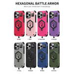 Hexagon Armor Magnetic Holder Weighing Scale Phone Case, For iPhone 14 / 13, For iPhone 14 Pro, For iPhone 14 Pro Max, For iPhone 13 Pro Max, For iPhone 13 Pro, For iPhone 12 Pro Max