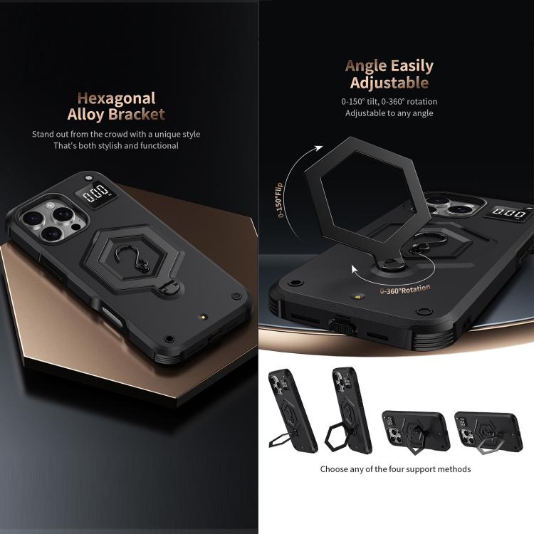Hexagon Armor Magnetic Holder Weighing Scale Phone Case, For iPhone 14 / 13, For iPhone 14 Pro, For iPhone 14 Pro Max, For iPhone 13 Pro Max, For iPhone 13 Pro, For iPhone 12 Pro Max