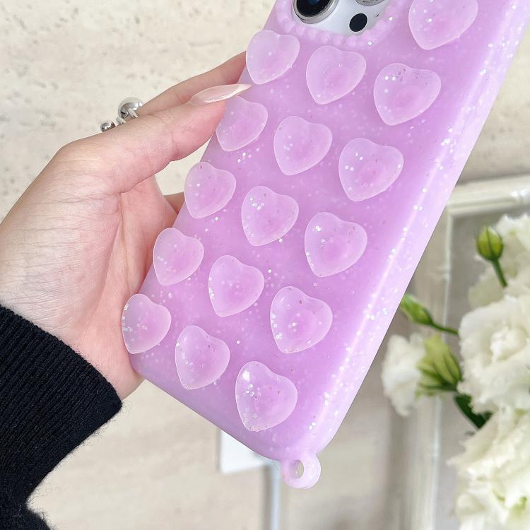 ラブハート吸盤半透明グリッタースマホケース、iPhone 14用、iPhone 14 Pro Max用、iPhone 13用