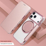 超薄型回転ホルダー 磁気メッキ ヴィーガンレザー スマホケース、iPhone 17e / 16e用、iPhone 17 Pro Max用、iPhone 17 Pro用、iPhone 17用、iPhone Air用、iPhone 16 Pro Max用