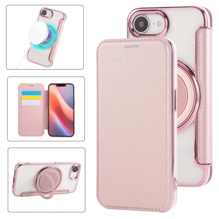 超薄型回転ホルダー 磁気メッキ ヴィーガンレザー スマホケース、iPhone 17e / 16e用、iPhone 17 Pro Max用、iPhone 17 Pro用、iPhone 17用、iPhone Air用、iPhone 16 Pro Max用