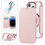 超薄型回転ホルダー 磁気メッキ ヴィーガンレザー スマホケース、iPhone 16 Pro用、iPhone 16 Plus用、iPhone 16用、iPhone 15 Pro Max用、iPhone 15 Pro用、iPhone 15 Plus / 14 Plus用