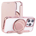 超薄型回転ホルダー 磁気メッキ ヴィーガンレザー スマホケース、iPhone 16 Pro用、iPhone 16 Plus用、iPhone 16用、iPhone 15 Pro Max用、iPhone 15 Pro用、iPhone 15 Plus / 14 Plus用