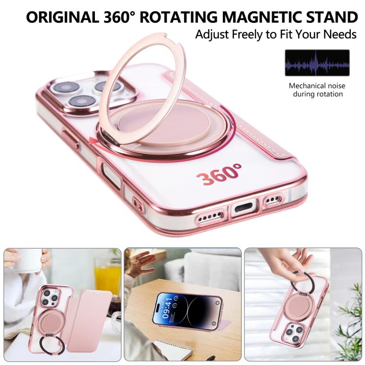 超薄型回転ホルダー 磁気メッキ ヴィーガンレザー スマホケース、iPhone 16 Pro用、iPhone 16 Plus用、iPhone 16用、iPhone 15 Pro Max用、iPhone 15 Pro用、iPhone 15 Plus / 14 Plus用