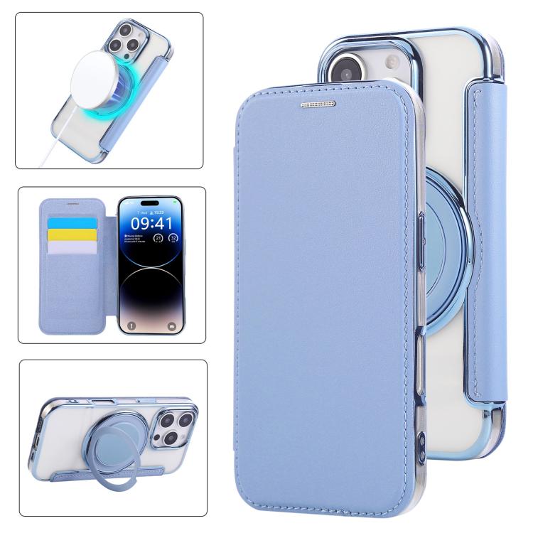超薄型回転ホルダー 磁気メッキ ヴィーガンレザー スマホケース、iPhone 16 Pro用、iPhone 16 Plus用、iPhone 16用、iPhone 15 Pro Max用、iPhone 15 Pro用、iPhone 15 Plus / 14 Plus用