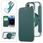 超薄型回転ホルダー 磁気メッキ ヴィーガンレザー スマホケース、iPhone 16 Pro用、iPhone 16 Plus用、iPhone 16用、iPhone 15 Pro Max用、iPhone 15 Pro用、iPhone 15 Plus / 14 Plus用
